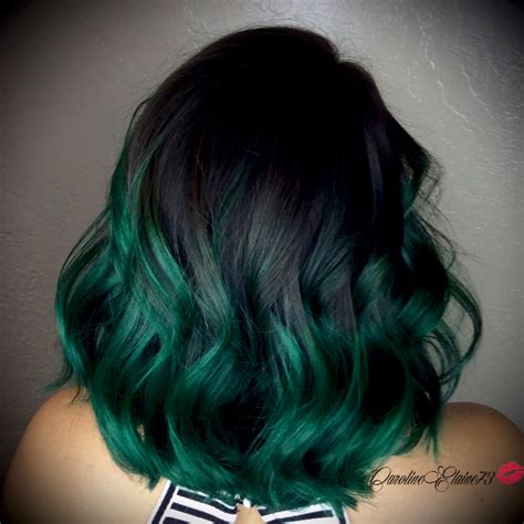 green ombre hair short|green highlights on black hair.